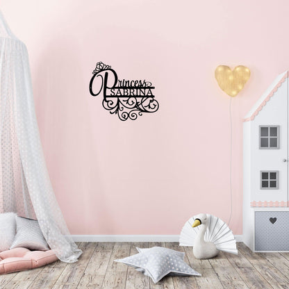 Princess Crown Custom Name Metal Art Wall Sign - Mallard Moon Gift Shop