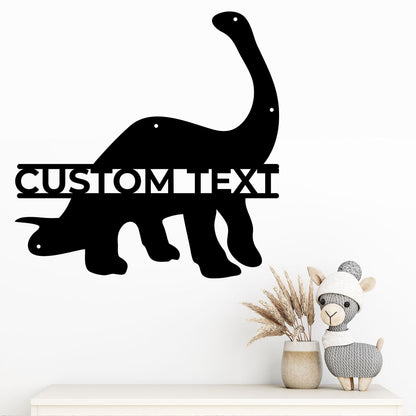Dinosaur Brachiosaurus Personalized Metal Wall Art Sign - Mallard Moon Gift Shop