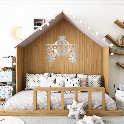 Princess Cinderella Carriage Custom Name Metal Art Wall Sign - Mallard Moon Gift Shop