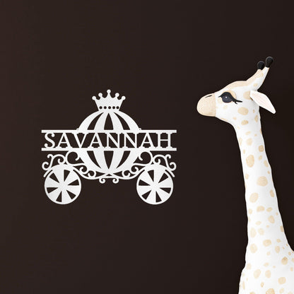 Princess Cinderella Carriage Custom Name Metal Art Wall Sign - Mallard Moon Gift Shop