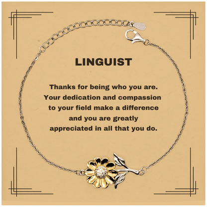 Linguist Sunflower Bracelet - Thanks for being who you are - Birthday Christmas Jewelry Gifts Coworkers Colleague Boss - Mallard Moon Gift Shop