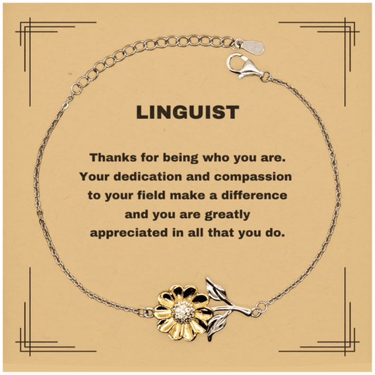 Linguist Sunflower Bracelet - Thanks for being who you are - Birthday Christmas Jewelry Gifts Coworkers Colleague Boss - Mallard Moon Gift Shop