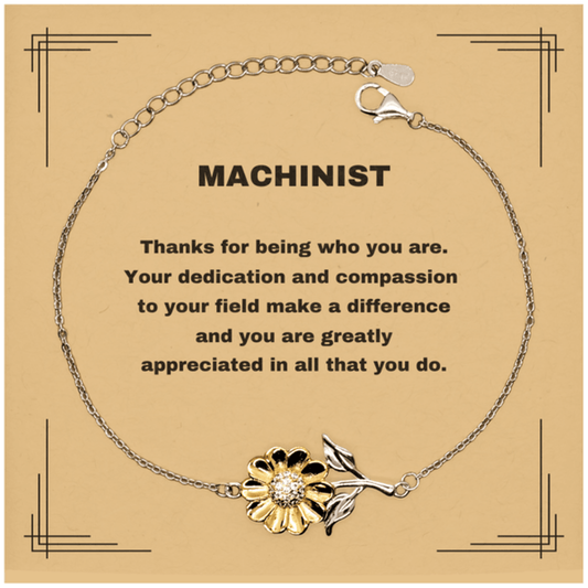 Machinist Sunflower Bracelet - Thanks for being who you are - Birthday Christmas Jewelry Gifts Coworkers Colleague Boss - Mallard Moon Gift Shop