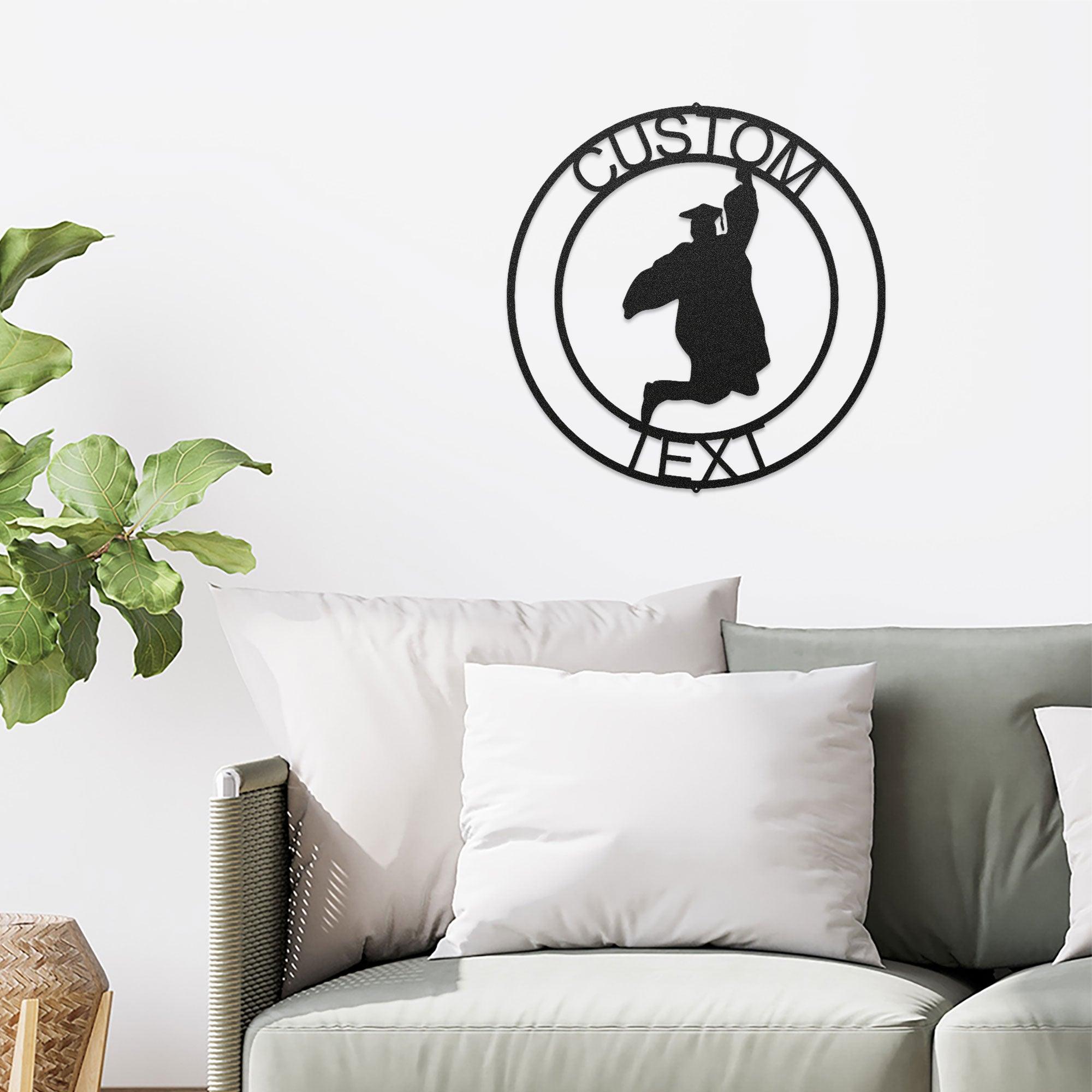 Male Graduate Custom Name Metal Art Wall Sign - Mallard Moon Gift Shop