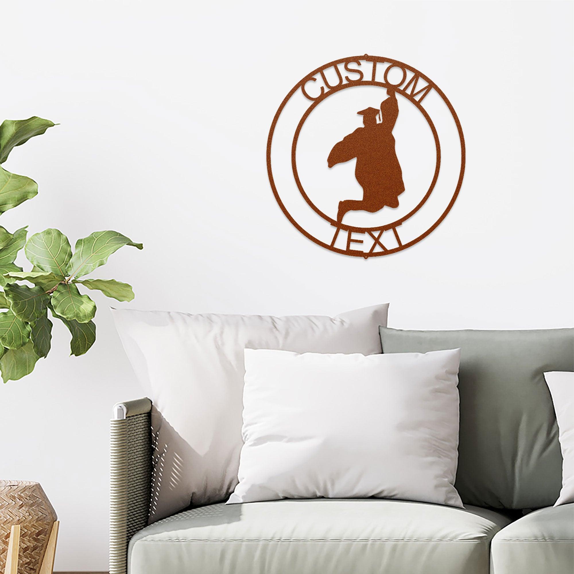 Male Graduate Custom Name Metal Art Wall Sign - Mallard Moon Gift Shop