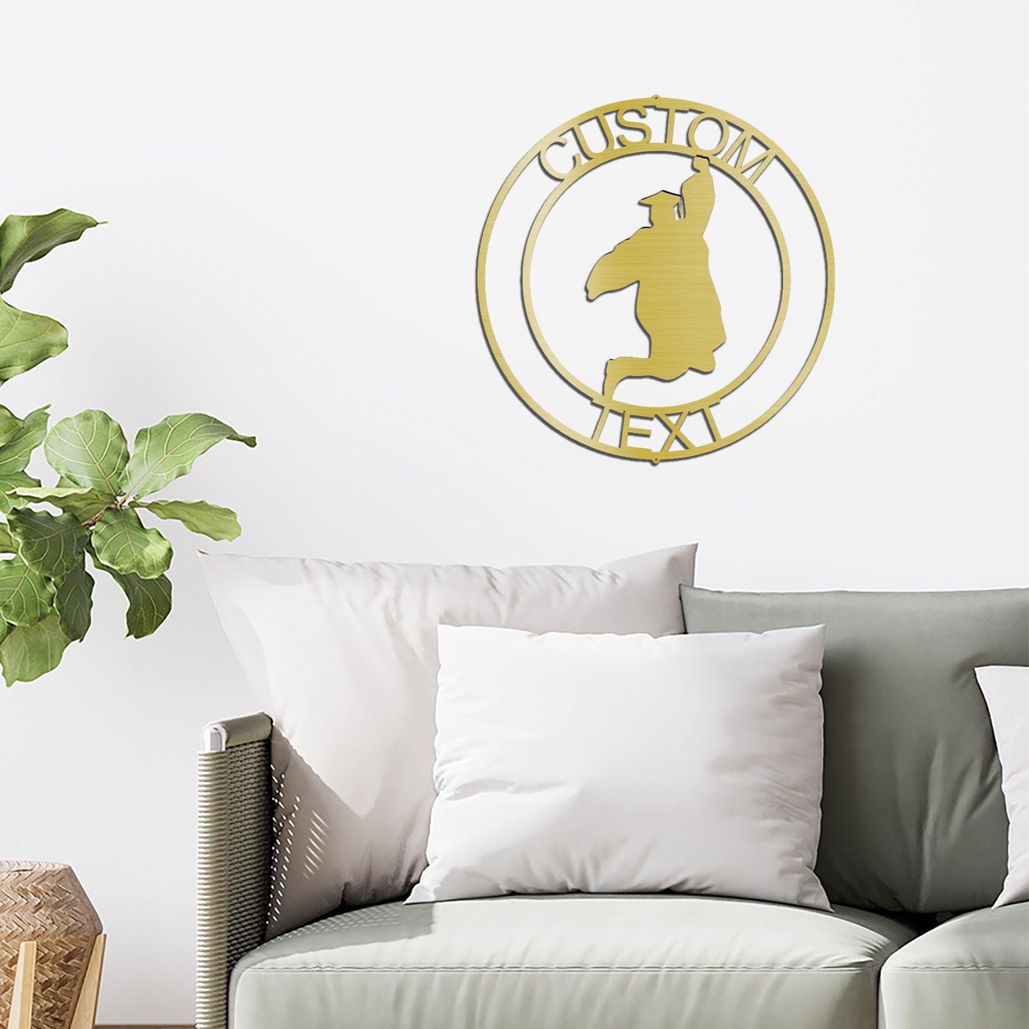 Male Graduate Custom Name Metal Art Wall Sign - Mallard Moon Gift Shop