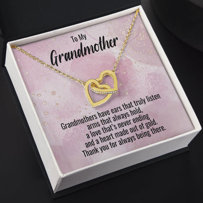 Grandmother Gift Interlocking Heart Pendant Necklace - Mallard Moon Gift Shop