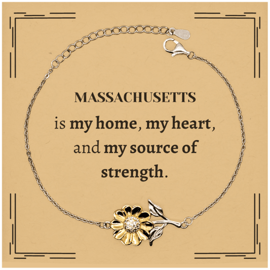 Massachusetts is my home Gifts, Lovely Massachusetts Birthday Christmas Sunflower Bracelet For People from Massachusetts, Men, Women, Friends - Mallard Moon Gift Shop