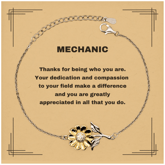 Mechanic Sunflower Bracelet - Thanks for being who you are - Birthday Christmas Jewelry Gifts Coworkers Colleague Boss - Mallard Moon Gift Shop
