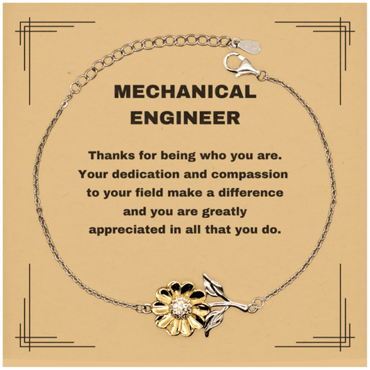 Mechanical Engineer Sunflower Bracelet - Thanks for being who you are - Birthday Christmas Jewelry Gifts Coworkers Colleague Boss - Mallard Moon Gift Shop