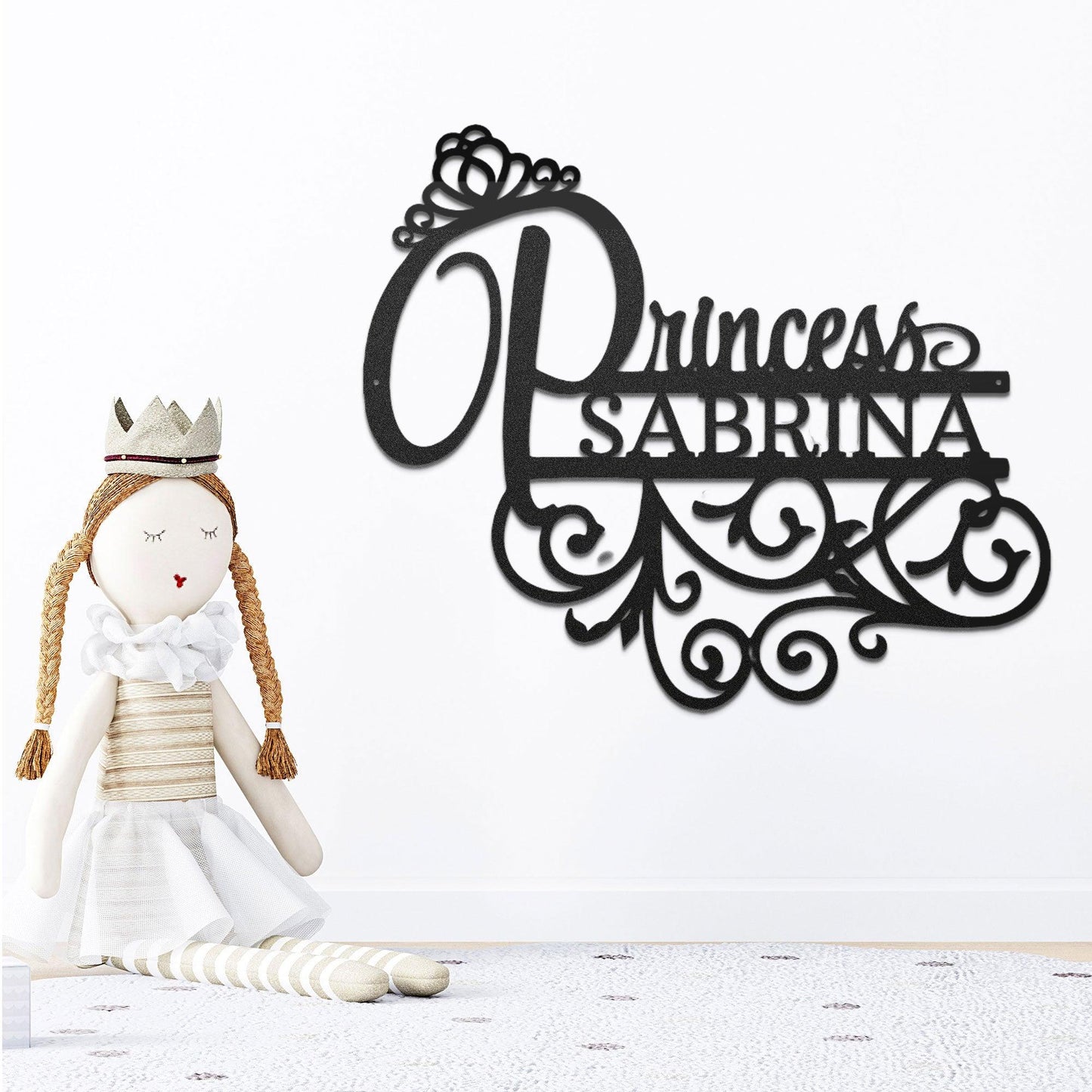 Princess Crown Custom Name Metal Art Wall Sign - Mallard Moon Gift Shop