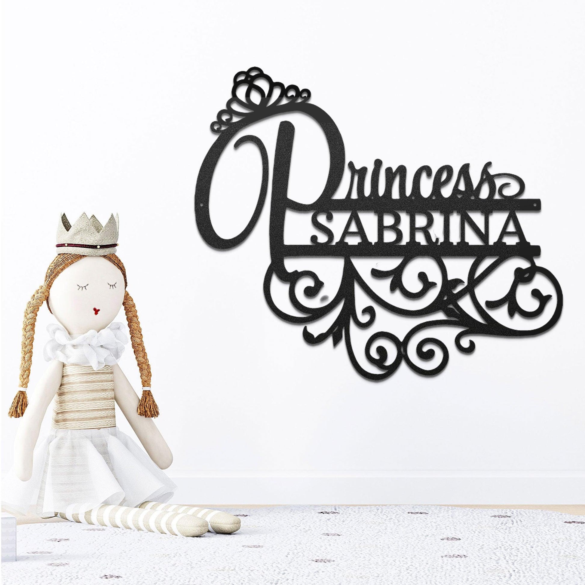 Princess Crown Custom Name Metal Art Wall Sign - Mallard Moon Gift Shop