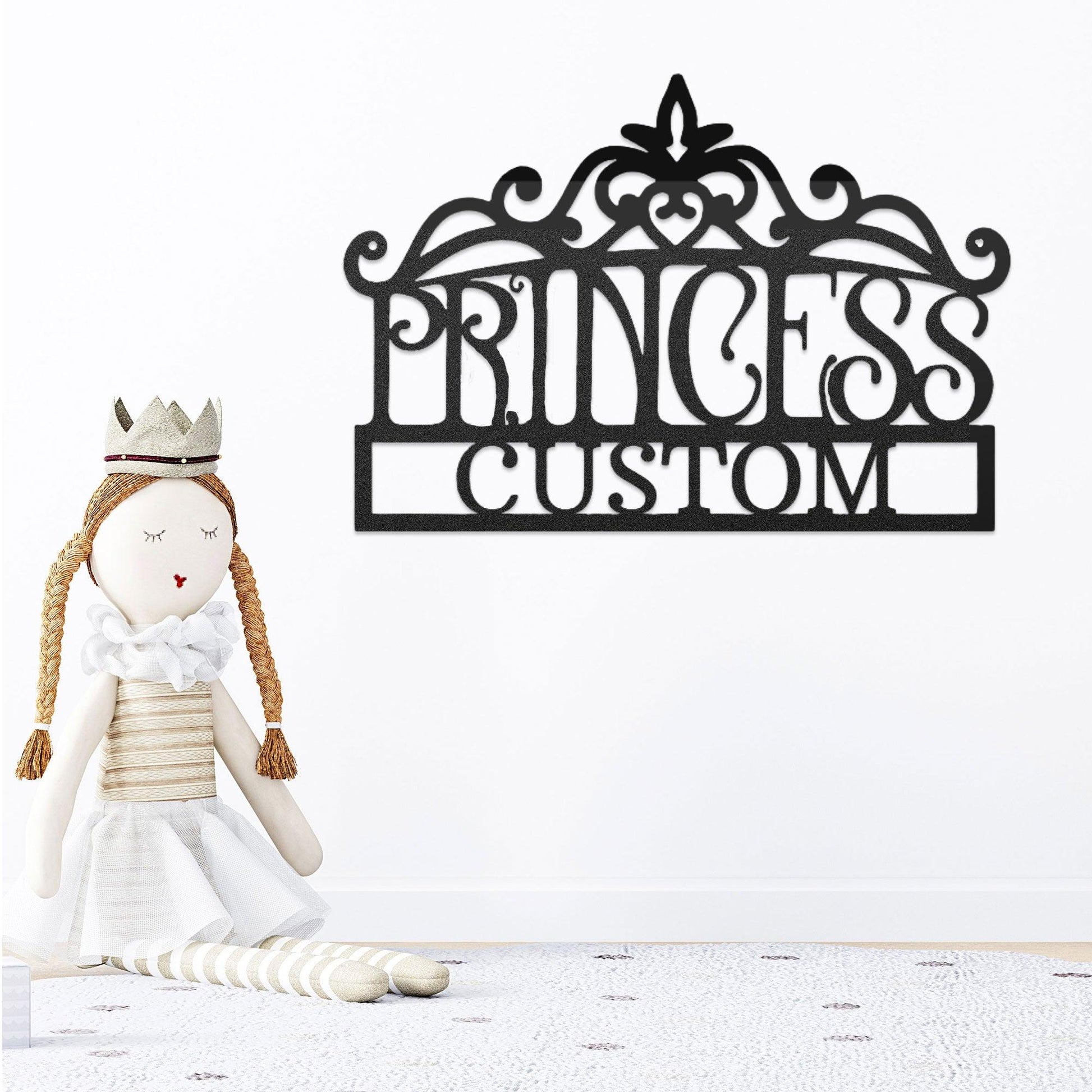Princess Crown Personalized Metal Art Wall Sign - Mallard Moon Gift Shop