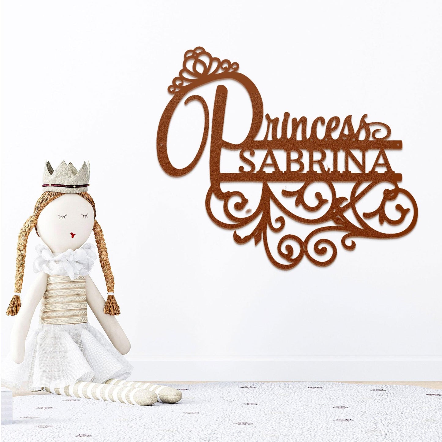 Princess Crown Custom Name Metal Art Wall Sign - Mallard Moon Gift Shop