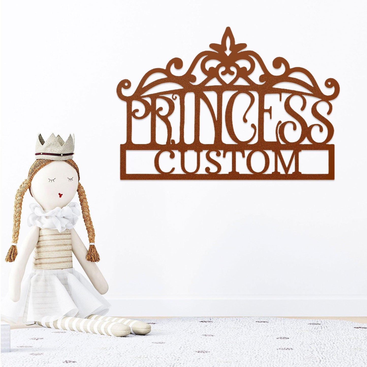 Princess Crown Personalized Metal Art Wall Sign - Mallard Moon Gift Shop