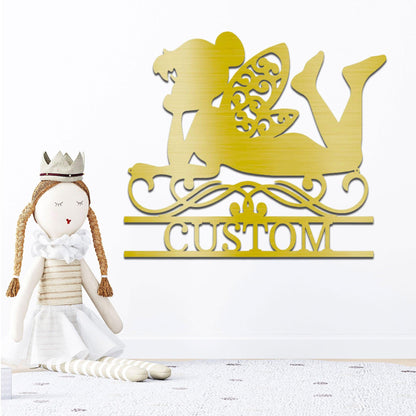 Tinkerbell Fairy Dreams Custom Name Metal Art Wall Sign - Mallard Moon Gift Shop