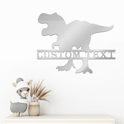 Dinosaur T-Rex Personalized Name Metal Art Wall Sign - Mallard Moon Gift Shop