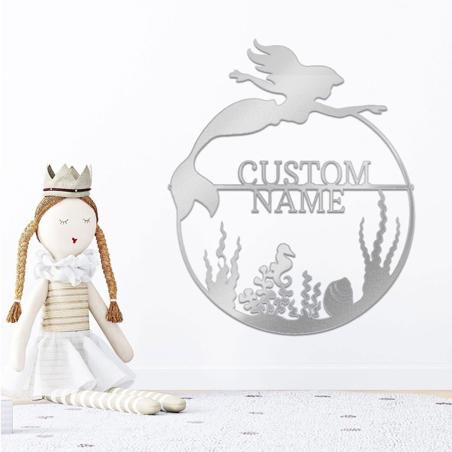 Mermaid Custom Name Metal Art Wall Sign - Mallard Moon Gift Shop