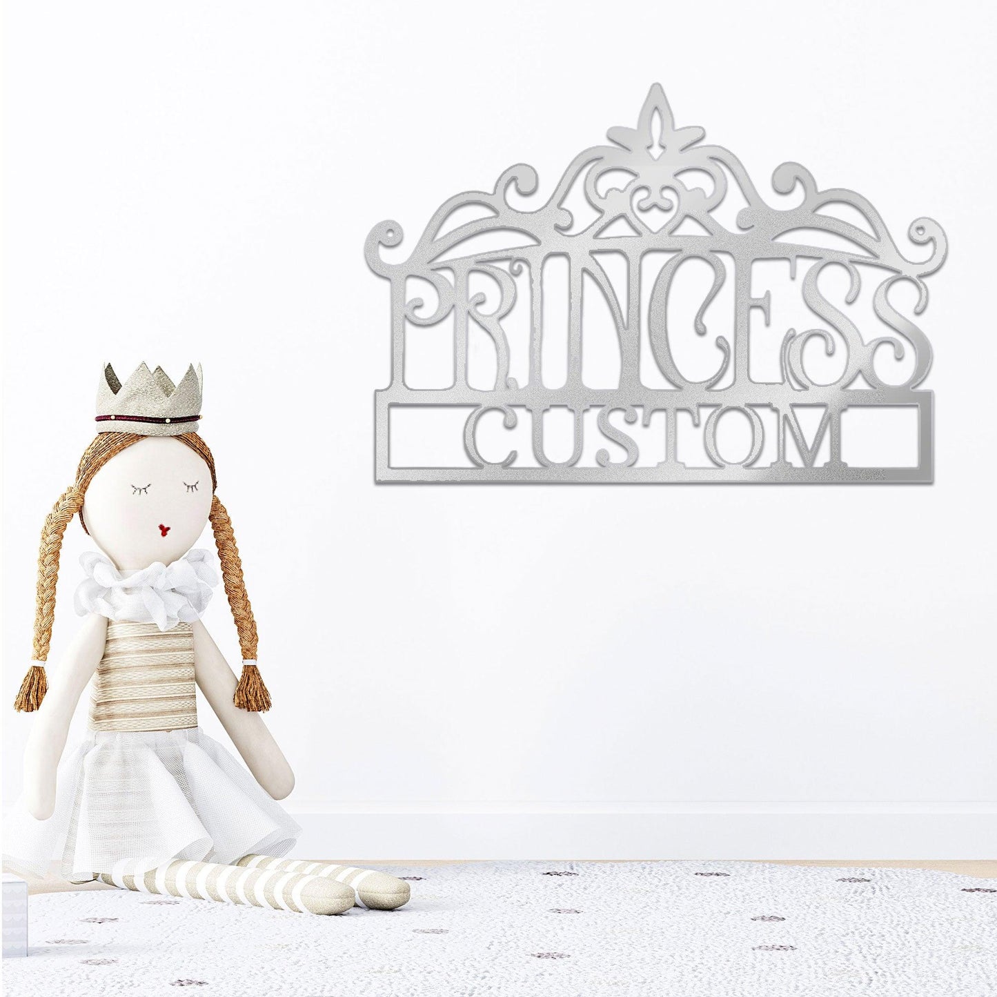 Princess Crown Personalized Metal Art Wall Sign - Mallard Moon Gift Shop