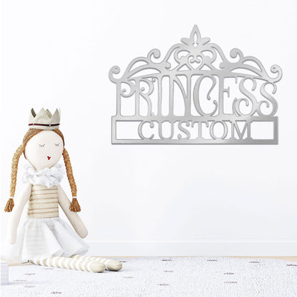 Princess Crown Personalized Metal Art Wall Sign - Mallard Moon Gift Shop