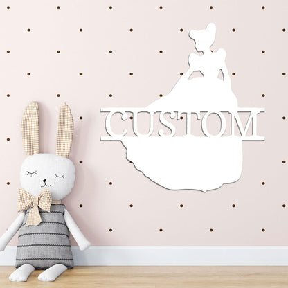 Princess Cinderella Personalized Name Metal Art Wall Sign - Mallard Moon Gift Shop