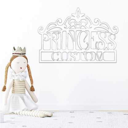 Princess Crown Personalized Metal Art Wall Sign - Mallard Moon Gift Shop