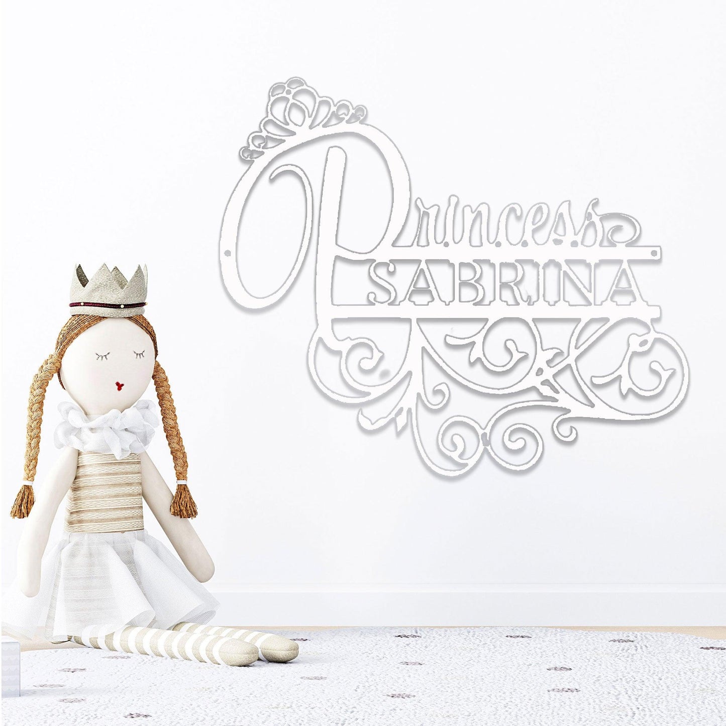 Princess Crown Custom Name Metal Art Wall Sign - Mallard Moon Gift Shop