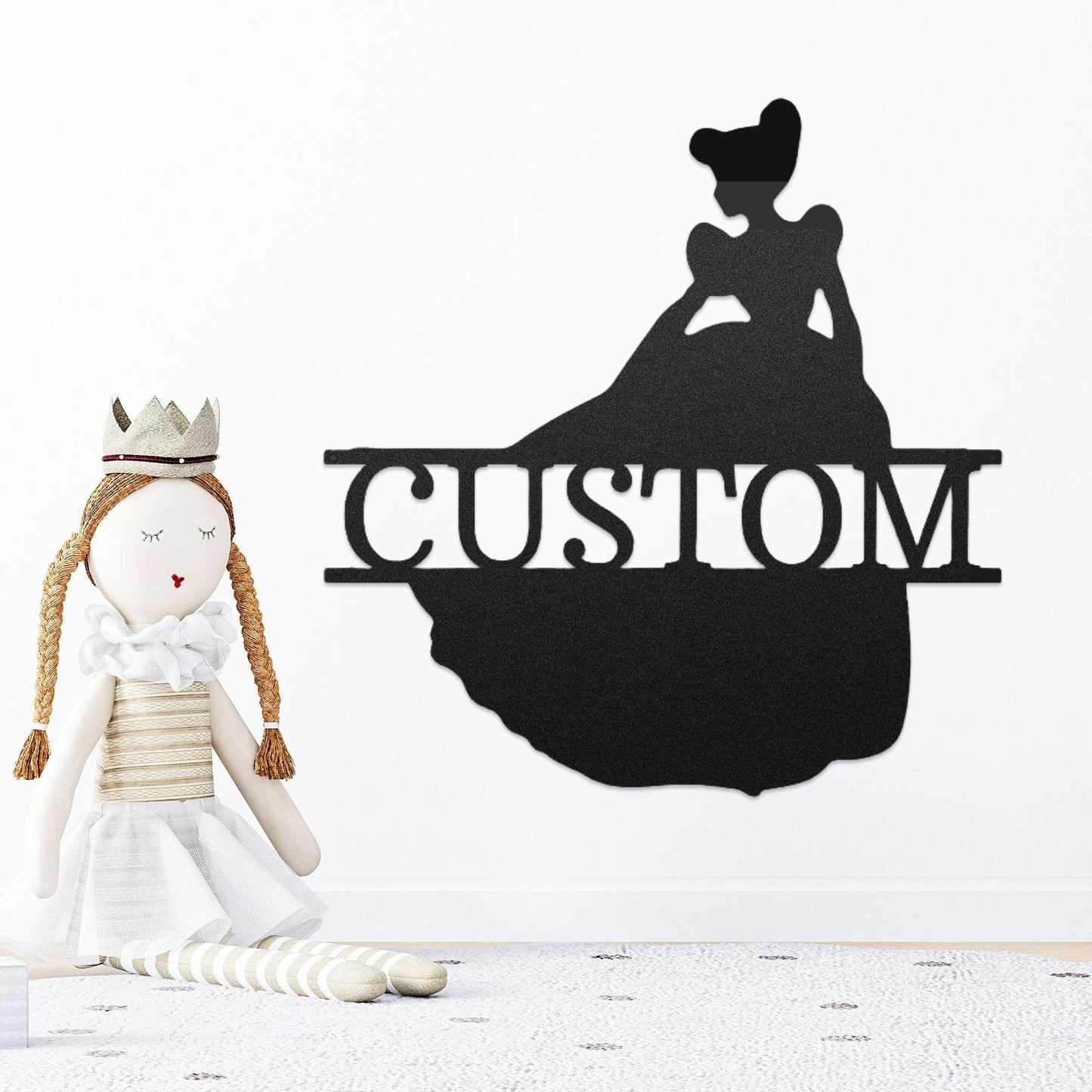 Princess Cinderella Personalized Name Metal Art Wall Sign - Mallard Moon Gift Shop