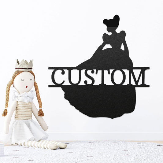 Princess Cinderella Personalized Name Metal Art Wall Sign - Mallard Moon Gift Shop