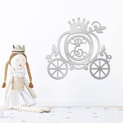 Cinderella Princess Carriage Custom Initial Metal Art Wall Sign Decor - Mallard Moon Gift Shop