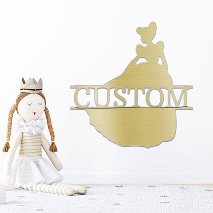 Princess Cinderella Personalized Name Metal Art Wall Sign - Mallard Moon Gift Shop