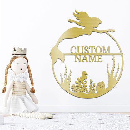 Mermaid Custom Name Metal Art Wall Sign - Mallard Moon Gift Shop