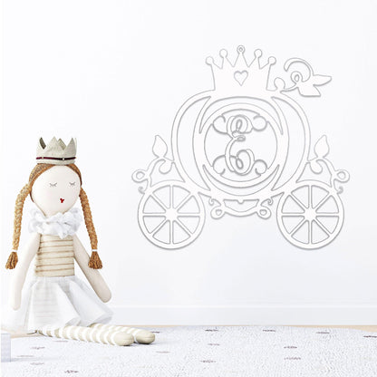 Cinderella Princess Carriage Custom Initial Metal Art Wall Sign Decor - Mallard Moon Gift Shop
