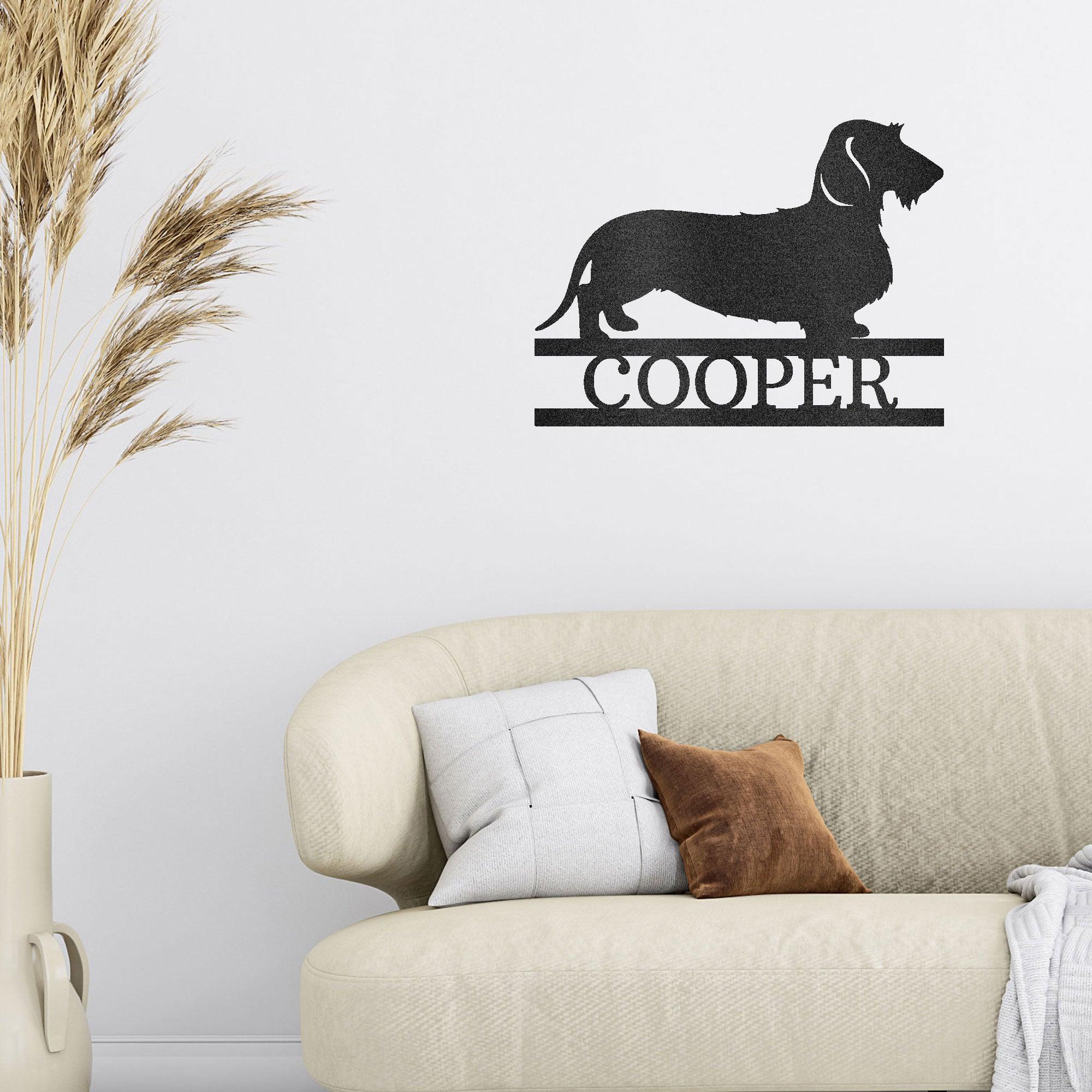 Dachshund Wire Haired Custom Name Metal Wall Sign - Mallard Moon Gift Shop