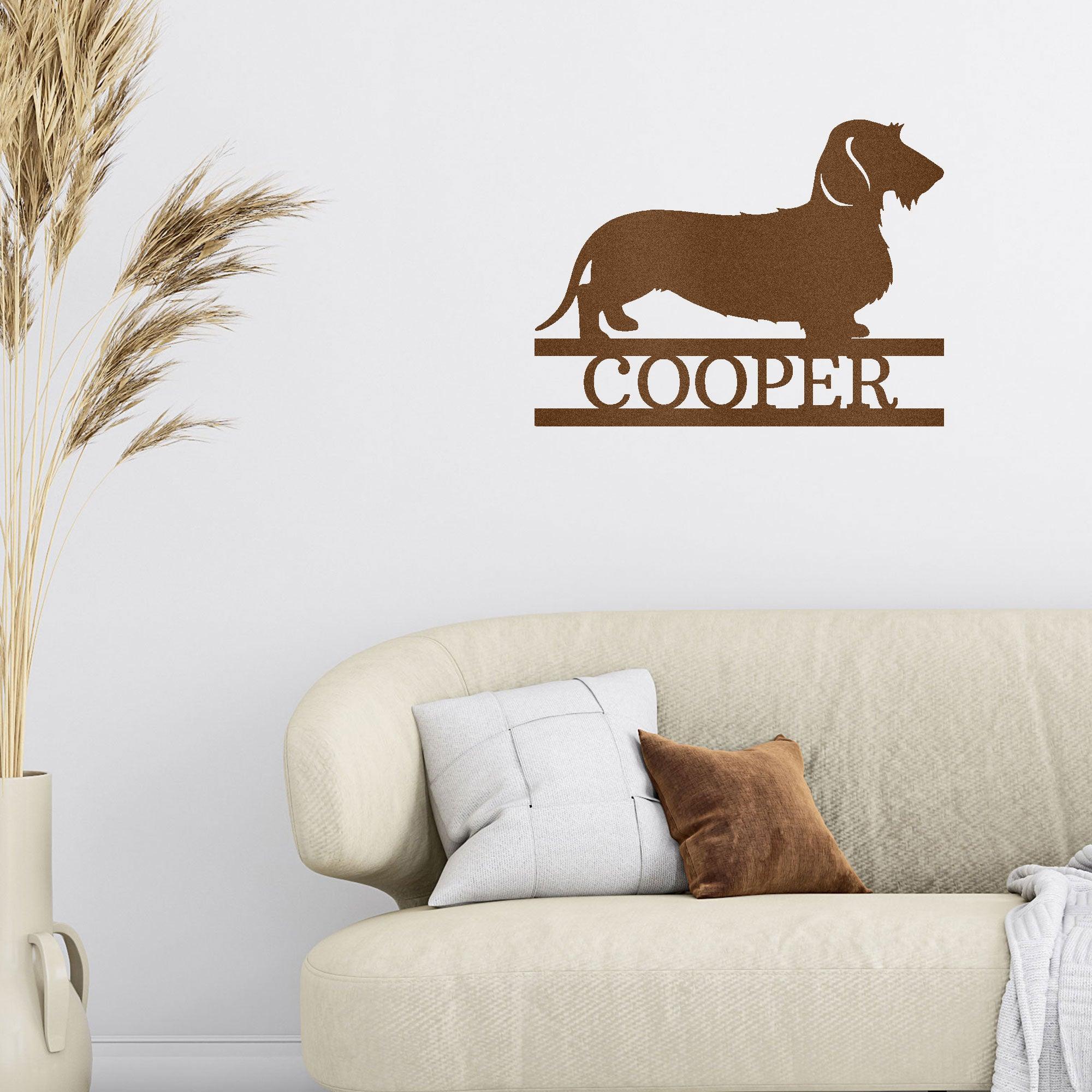 Dachshund Wire Haired Custom Name Metal Wall Sign - Mallard Moon Gift Shop