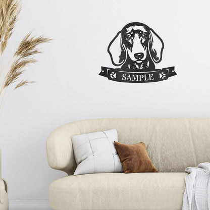 Dachshund Face Shorthaired Custom Name Metal Art Wall Sign - Mallard Moon Gift Shop