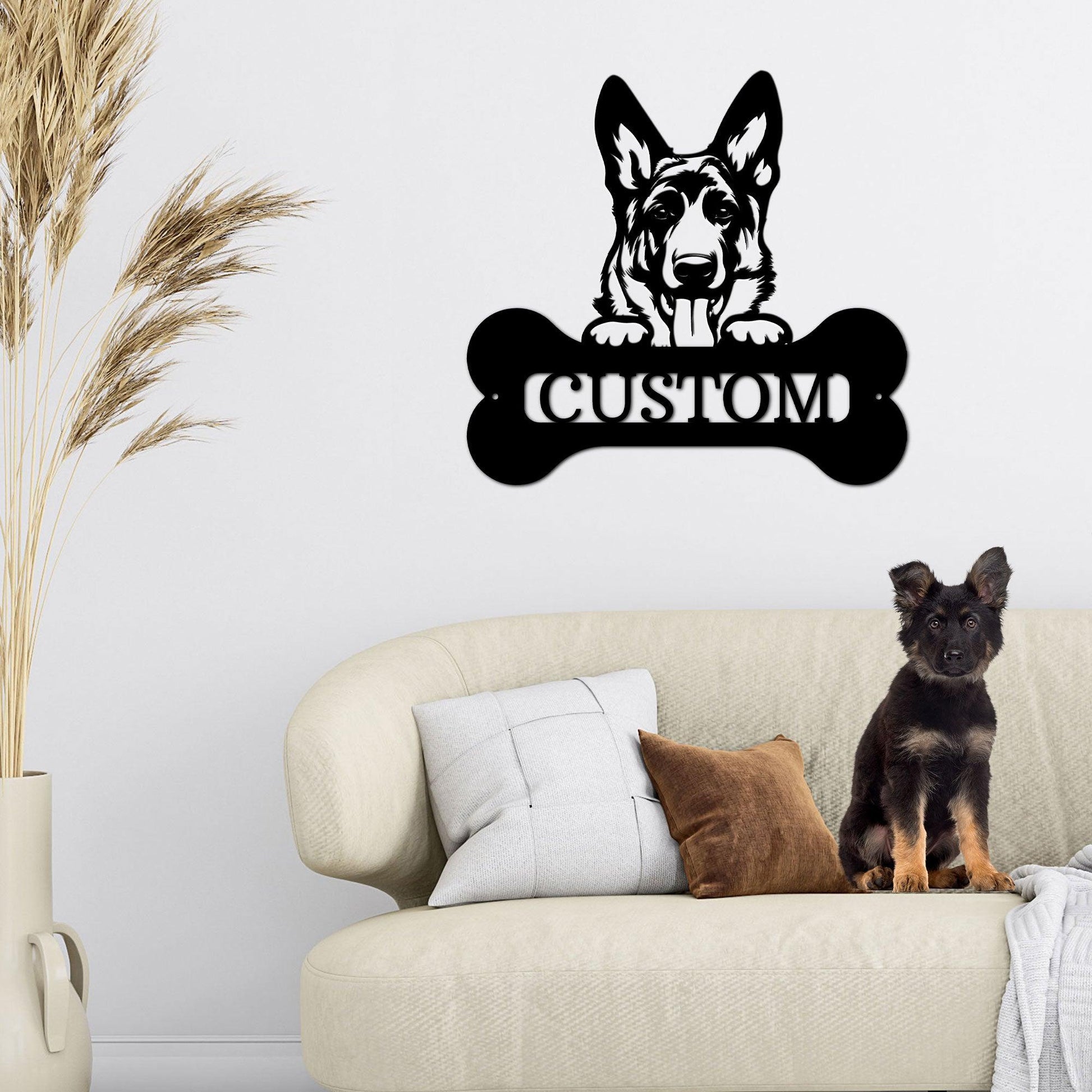 German Sheperd Custom Name Metal Art Wall Sign - Mallard Moon Gift Shop