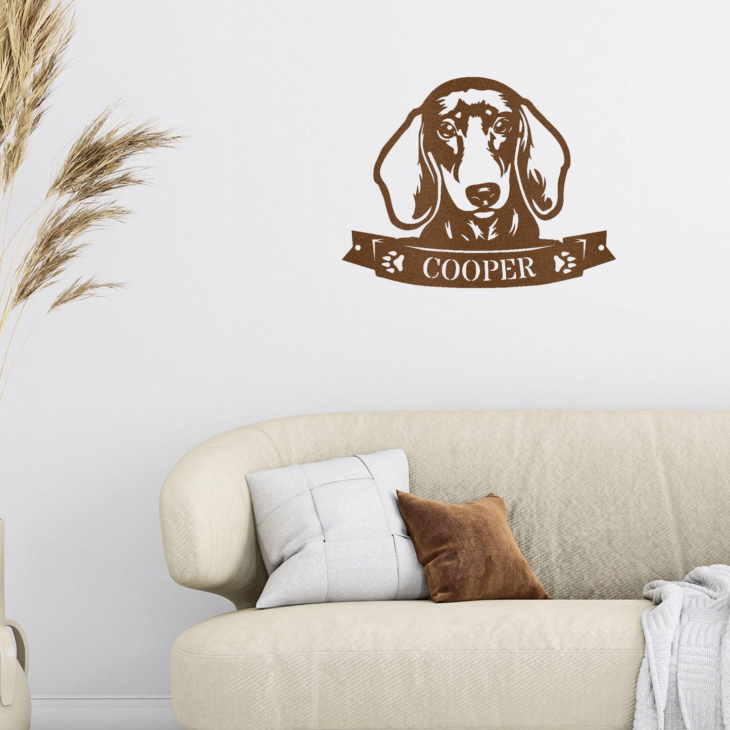 Dachshund Face Shorthaired Custom Name Metal Art Wall Sign - Mallard Moon Gift Shop