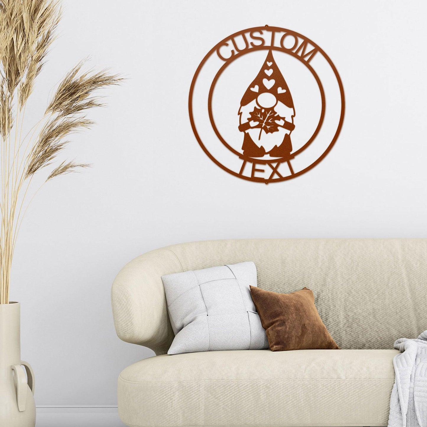 Fall Gnome Custom Name Metal Art Wall Sign Home Decor - Mallard Moon Gift Shop