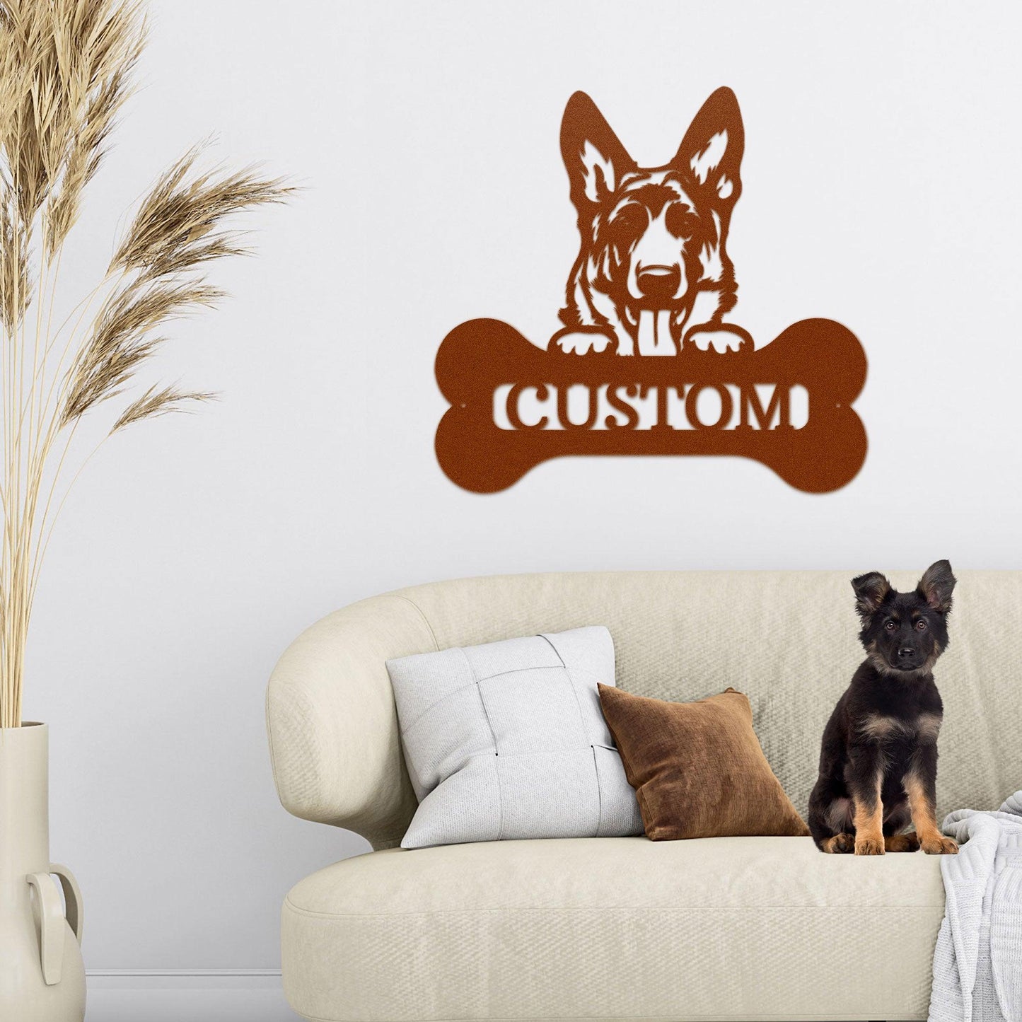 German Sheperd Custom Name Metal Art Wall Sign - Mallard Moon Gift Shop