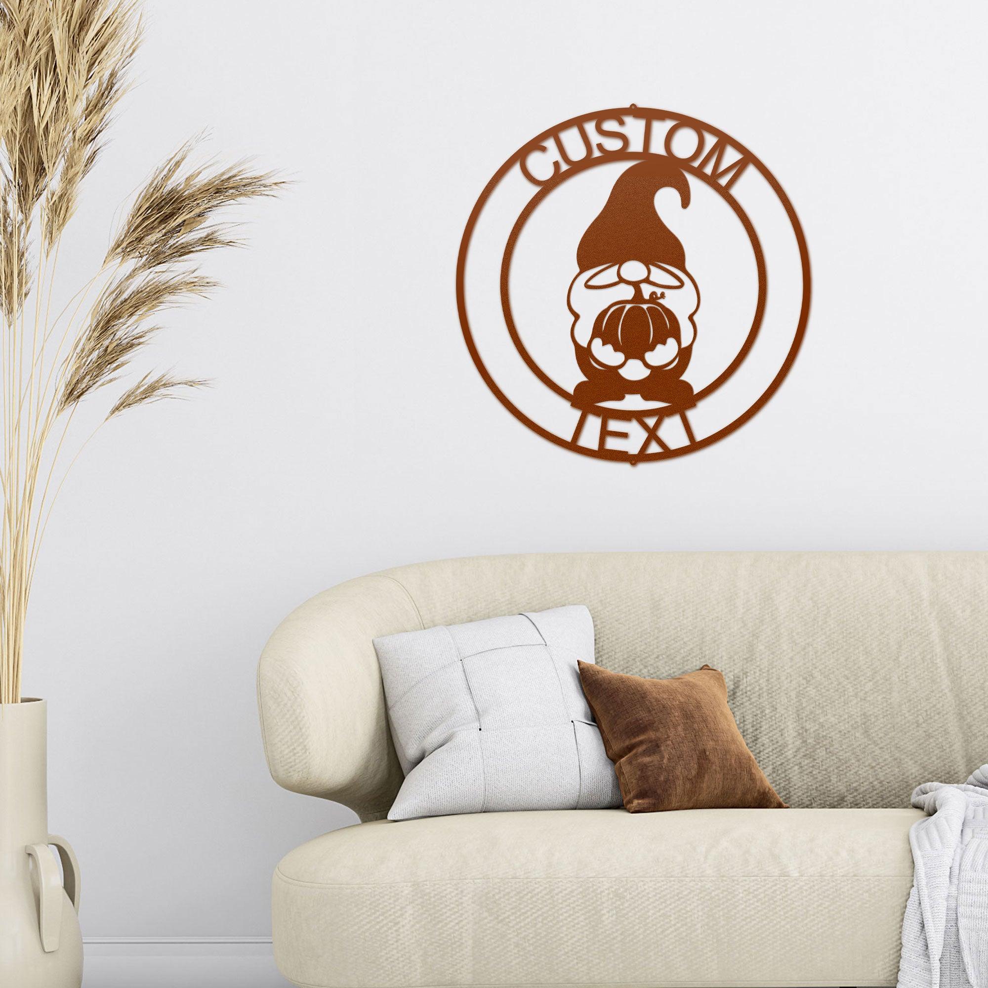 Thanksgiving Gnome Custom Name Metal Art Wall Sign Home Decor - Mallard Moon Gift Shop