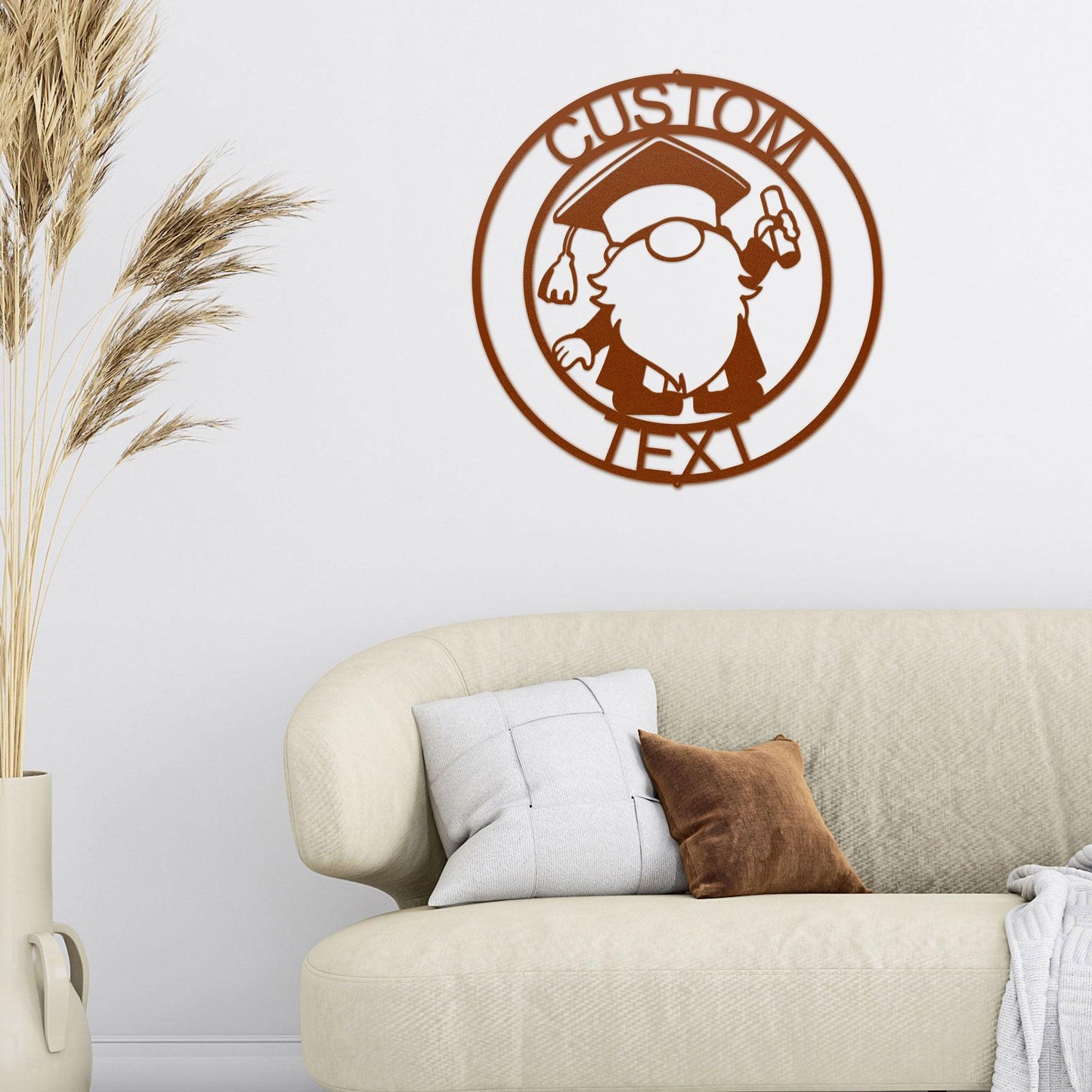 Gnome Graduate Custom Name Metal Art Wall Sign Home Decor - Mallard Moon Gift Shop