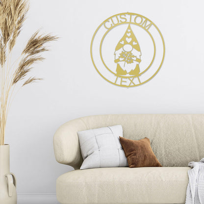 Fall Gnome Custom Name Metal Art Wall Sign Home Decor - Mallard Moon Gift Shop