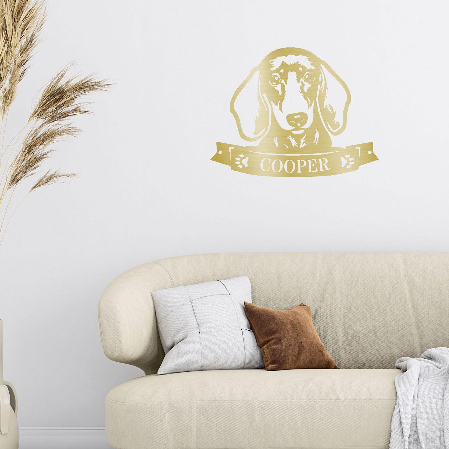 Dachshund Face Shorthaired Custom Name Metal Art Wall Sign - Mallard Moon Gift Shop