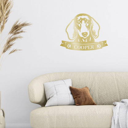 Dachshund Face Shorthaired Custom Name Metal Art Wall Sign - Mallard Moon Gift Shop