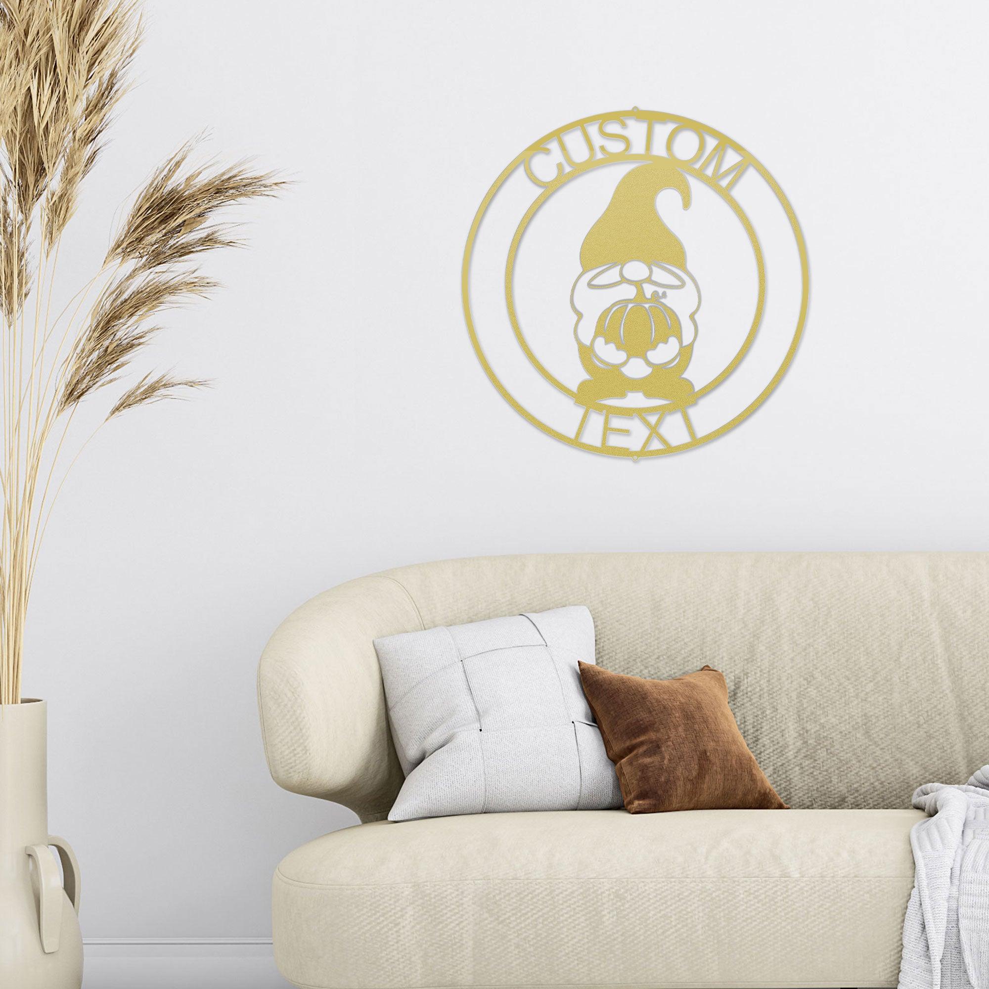 Thanksgiving Gnome Custom Name Metal Art Wall Sign Home Decor - Mallard Moon Gift Shop