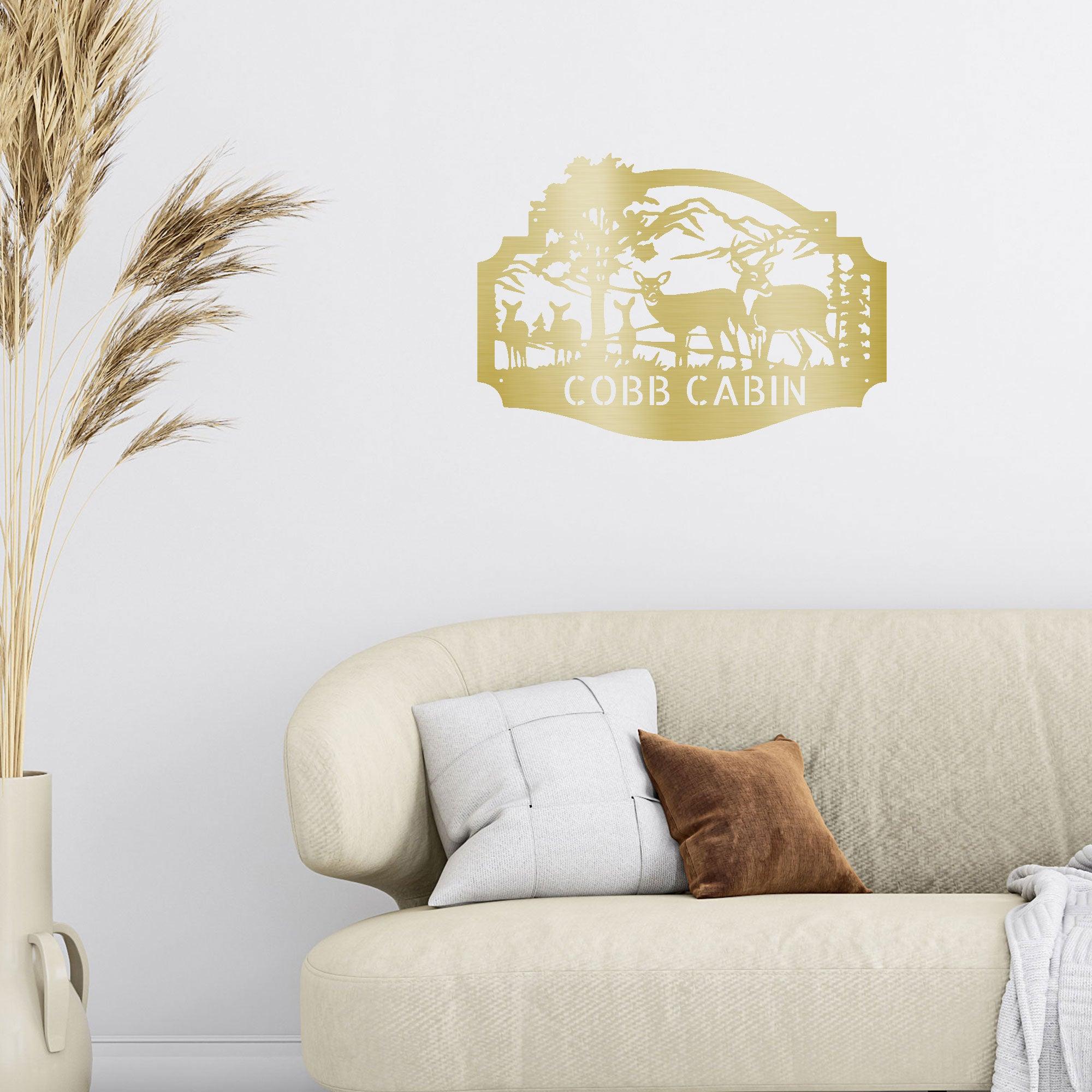 Deer Family Custom Name Metal Art Wall Sign Housewarming Wedding Anniversary Birthday - Mallard Moon Gift Shop