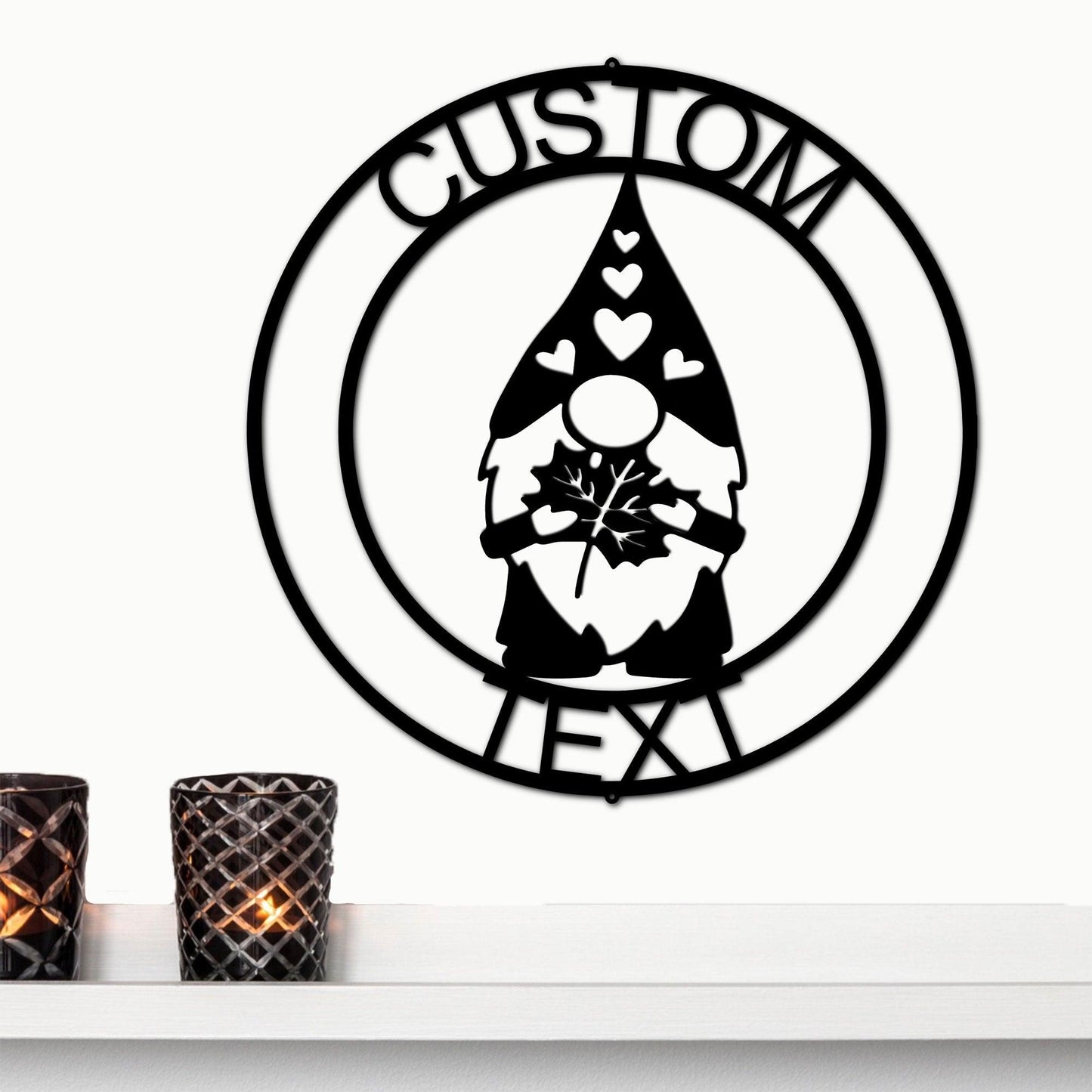 Fall Gnome Custom Name Metal Art Wall Sign Home Decor - Mallard Moon Gift Shop