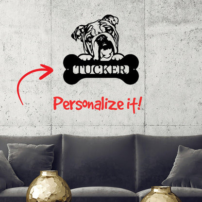 Bulldog Custom Name Metal Art Wall Sign - Mallard Moon Gift Shop
