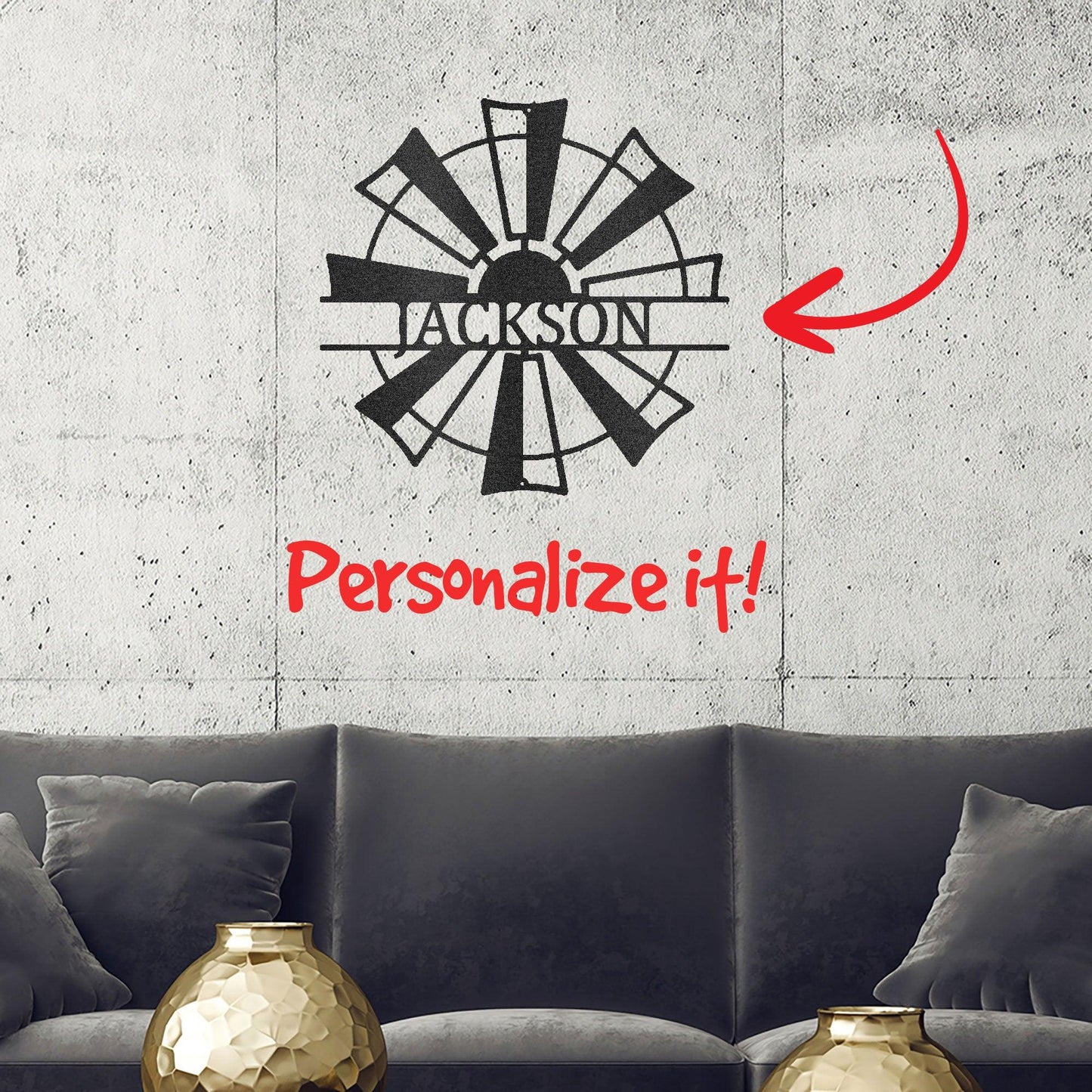 Windmill Cutom Metal Art Rustic Farmhouse - Mallard Moon Gift Shop